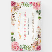 Chic Romantic Floral Wrapped Graduation Party Banner (Vertikal)