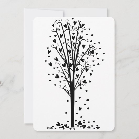 Chic Romantic Hearts Tree Wedding Einladung (Rückseite)