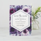Chic Romantic Lila Floral Wedding Save The Date (Stehend Vorderseite)
