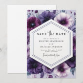 Chic Romantic Lila Floral Wedding Save The Date (Vorne/Hinten)