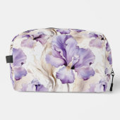 Chic Romantic Lila Iris Floral Waschbeutel (Vorderseite)