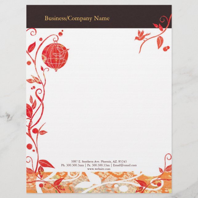 Chic Romantic Love Birds Business Briefbogen (Vorderseite)