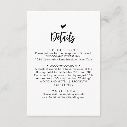 Chic Romantic Lovely Heart Script Monogram Wedding Begleitkarte (Vorderseite)