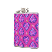 Chic Romantic Magenta Herz und Blume Hip Flasche Flachmann (Links)