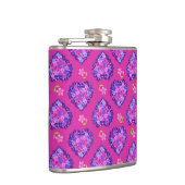 Chic Romantic Magenta Herz und Blume Hip Flasche Flachmann (Rechts)