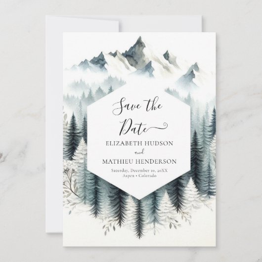 Chic Romantic Mountain Wedding Save The Date (Vorderseite)