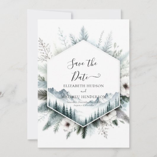 Chic Romantic Mountain Wedding Save The Date (Vorderseite)