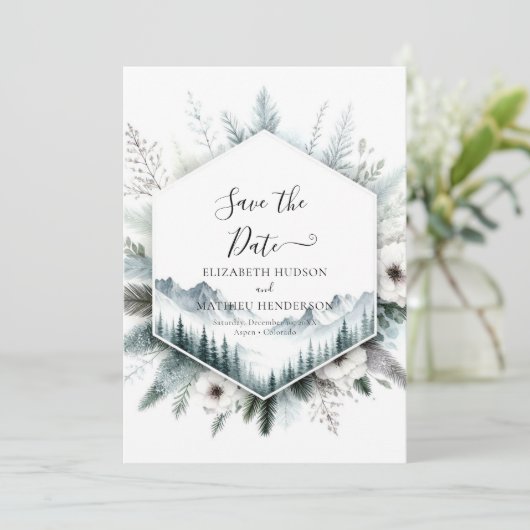 Chic Romantic Mountain Wedding Save The Date (Stehend Vorderseite)