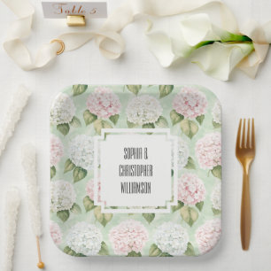 Chic Romantic Pink Blue White Floral Hochzeit Pappteller