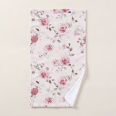 Chic Romantic Pink Floral Badhandtuch Set (Handtuch)