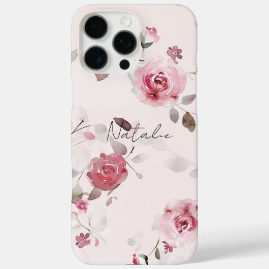 Chic Romantic Pink Floral Case-Mate iPhone Hülle (Rückseite)