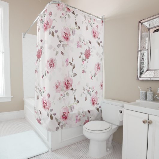 Chic Romantic Pink Floral Duschvorhang (Beispiel)
