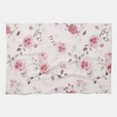 Chic Romantic Pink Floral Geschirrtuch (Horizontal)