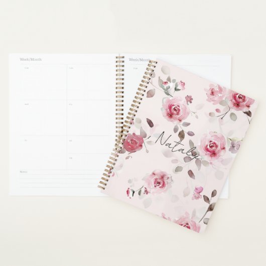 Chic Romantic Pink Floral Planer (Anzeige)
