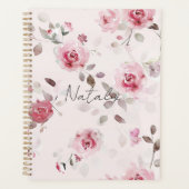 Chic Romantic Pink Floral Planer (Vorderseite)