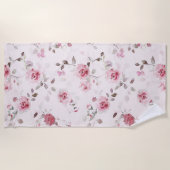 Chic Romantic Pink Floral Strandtuch (Vorderseite)