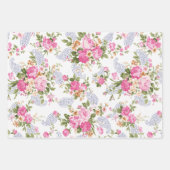 Chic Romantic rosa Roses Botanische Flora Geschenkpapier Set (Vorderseite)