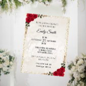 Chic Romantic Rote Rosen & Gold Foil Brautparty Einladung