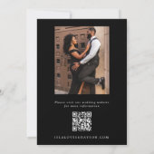 Chic Romantic Script Black & White Foto QR Code Save The Date (Rückseite)