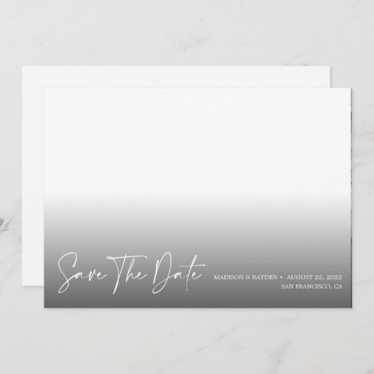Chic Romantic Script Elegantes Foto Save The Date (Vorne/Hinten)