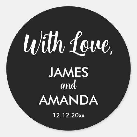 Chic Romantic Wedding "With Liebe" Gefallen-Label Runder Aufkleber (Vorderseite)