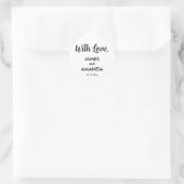 Chic Romantic Wedding "With Liebe" Gefallen-Label Runder Aufkleber (Tasche)