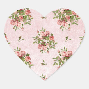 Chic romantische Rosen Blumen Herz-Aufkleber