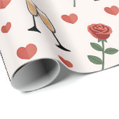Chic Romantisches Paris Frankreich Eiffelturm & Ro Geschenkpapier (Rolleneckpunkt)