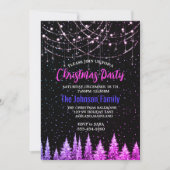 Chic rosa Bäume Weihnachtslichter Einladung (Vorderseite)
