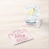 Chic Rosa Berry In Love Brautparty Personalisiert Untersetzer (Vor Ort)