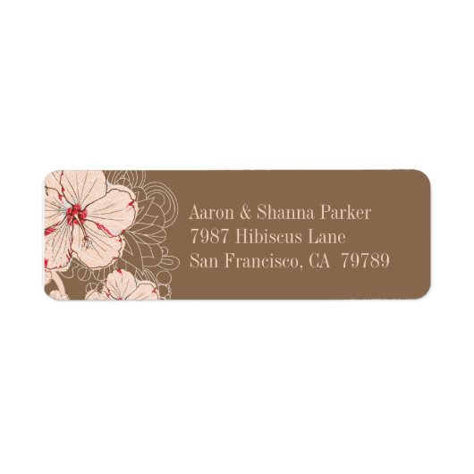 Chic rosa brauner Hibiskus Blume Hochzeitsadresse (Vorne)