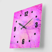Chic rosa, einfache, moderne Marmor Konfetti Punkt Quadratische Wanduhr (Winkel)