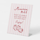 Chic Rosa Erdbeeren Brautparty Mimosa Bar Sockelschild (Vorderseite)