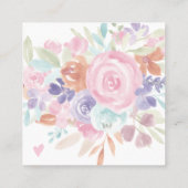 Chic rosa florale Aquarell Girl-Order Vielen Dank Quadratische Visitenkarte (Rückseite)