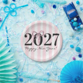 Chic rosa gestreifter Bogen 2027 Silvesterparty Pappteller (Party)