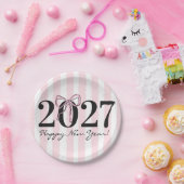 Chic rosa gestreifter Bogen 2027 Silvesterparty Pappteller (Party)