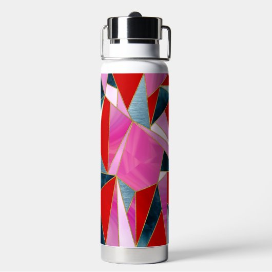 Chic rosa grau abstrakt geometrisch trinkflasche (Hinten)