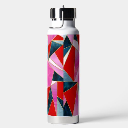 Chic rosa grau abstrakt geometrisch trinkflasche (rechts)
