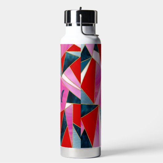 Chic rosa grau abstrakt geometrisch trinkflasche (Links)