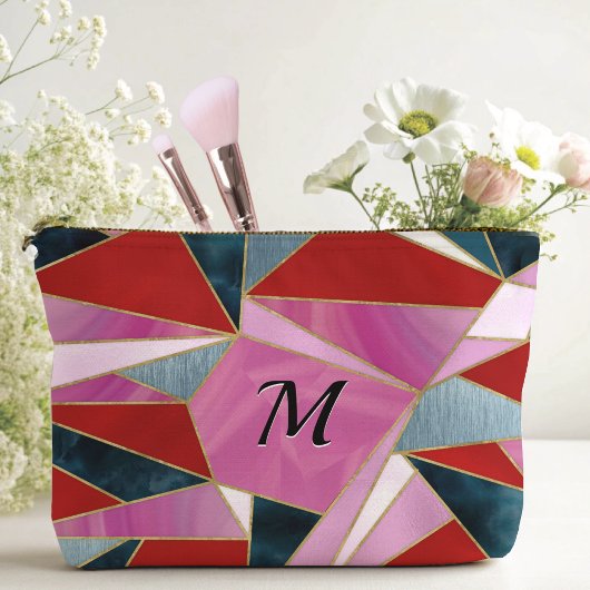 Chic rosa grau abstrakt geometrisch zubehörtasche