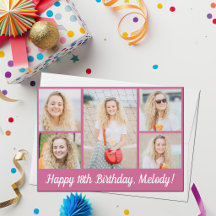 Chic rosa Happy Birthday Fotocollage flach