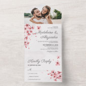 Chic rosa Kirschblüte romantische Blumenhochzeit All In One Einladung (Innen Boden)