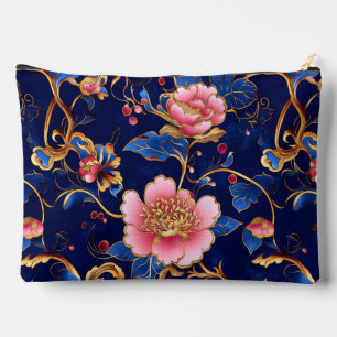 Chic rosa Kobalt Blau Blumenmuster Zubehörtasche