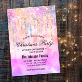 Chic rosa lila Einhorn-Tropfen Glitzer Weihnachten Einladung
