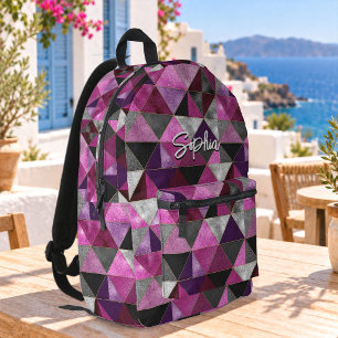 Chic rosa lila grau geometrisch bedruckter rucksack