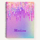 Chic rosa Rosa Einhorn Tropf Glitzer Notizblock (Vorderseite)