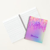 Chic rosa Rosa Einhorn Tropf Glitzer Notizblock (Innenseite)