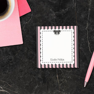 Chic Rosa Schwarze Streifen Gekrauster Rand & Schl Post-it Klebezettel