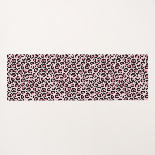Chic rosa schwarzes Leopardenmuster Yogamatte (Rückseite (Horizontal))