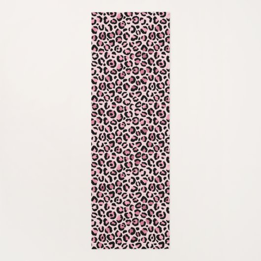 Chic rosa schwarzes Leopardenmuster Yogamatte (Rückseite)